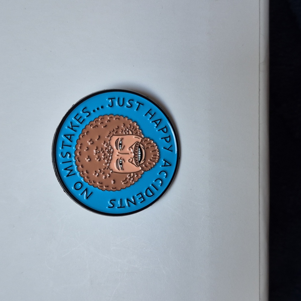 2/$20 Bob Ross "No Mistakes, Just Happy Accidents" Enamel Pin, NWOT - Picture 1 of 6